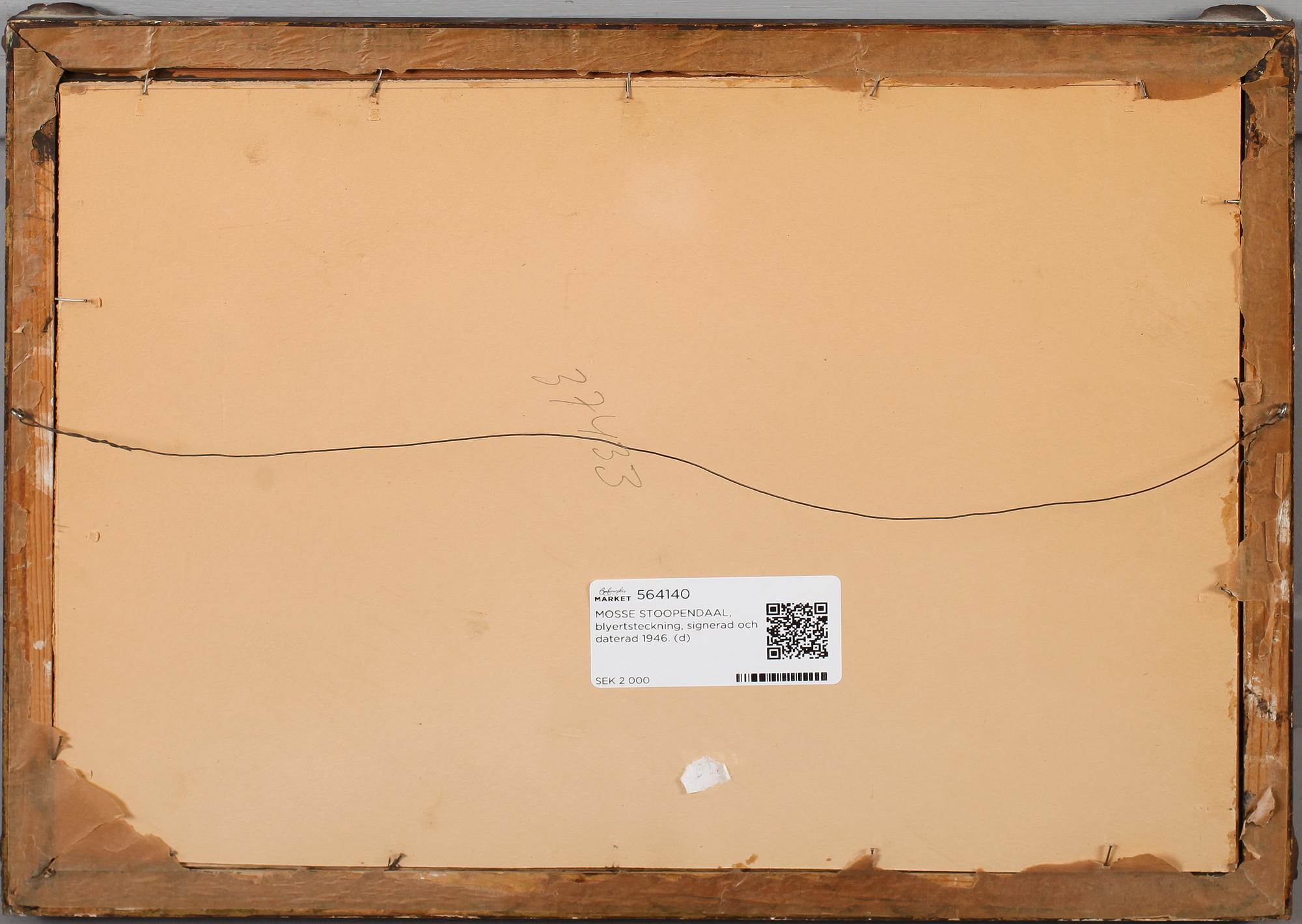 MOSSE STOOPENDAAL, blyertsteckning, signerad och daterad 1946.