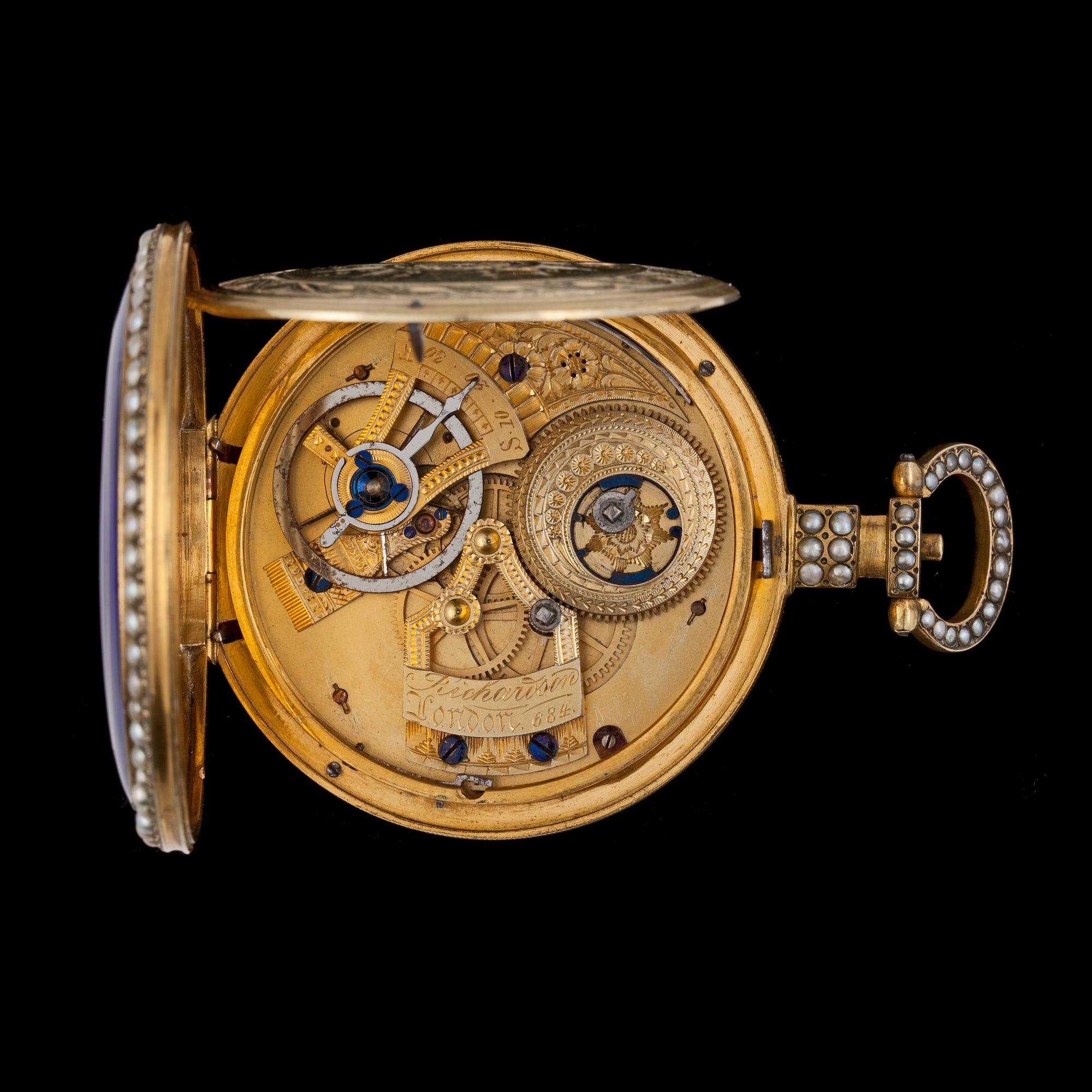 An enamel pocket watch, Richardson, London, for the Chinese market, c.1840.