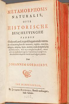 BOK, 3 vol, "Metamorphosis Naturalis... " av Johannes Goedart, Middelburg 1662.