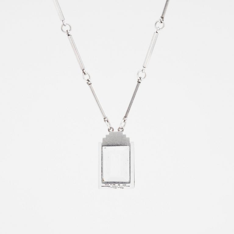 Wiwen Nilsson, a sterling silver and rock crystal pendant and chain, Lund, Sweden 1943.