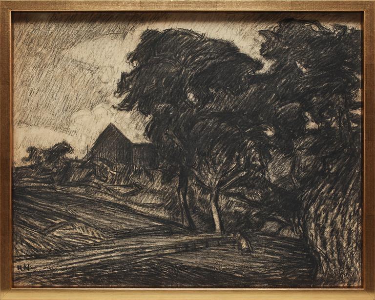 KARL NORDSTRÖM, kolteckning, sign.