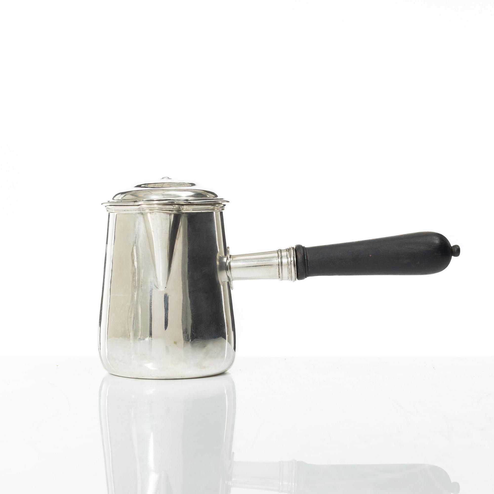 A silver chocolate pot, marks of Abraham IV Drentwett, Augsburg 1757-1759.