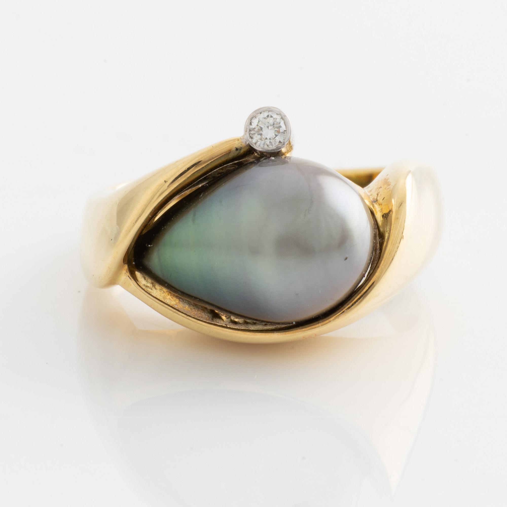 Pear shaped pearl ring shop
