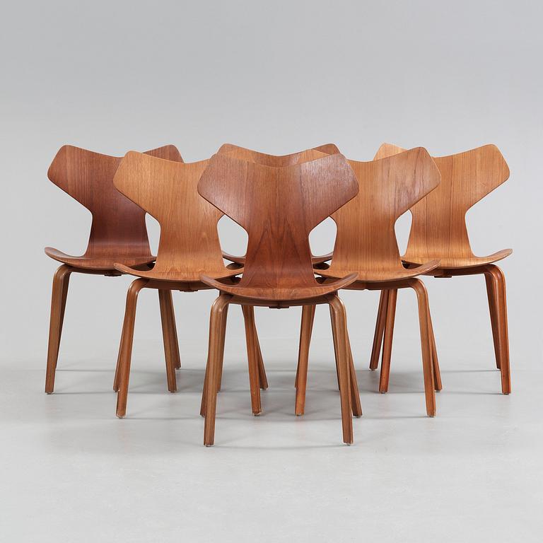 STOLAR, 6 st, "Grand Prix", Arne Jacobsen, Fritz Hansen, Danmark, sannolikt 1950-60-tal.