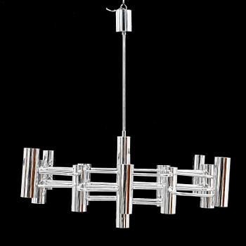 GAETANO SCIOLARI, a 13-light chrome chandelier, probably Boulanger SA.
