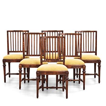 52. Six Gustavian chairs by Johan Erik Höglander (master in Stockholm 1777).