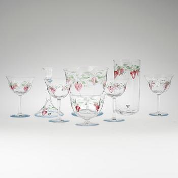 GLASSERVIS, 8 delar, "Maja", Eva Englund, Orrefors, 1900-talets sista kvartal.