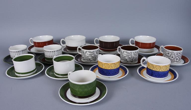 KAFFE- samt TEKOPPAR, 14 st, Gefle Porslinsfabrik, 1960/1970-tal.