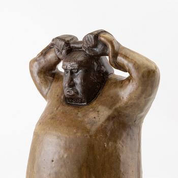 Åke Holm, sculpture, "Moses with the Bronze Serpent", Höganäs signed stoneware.