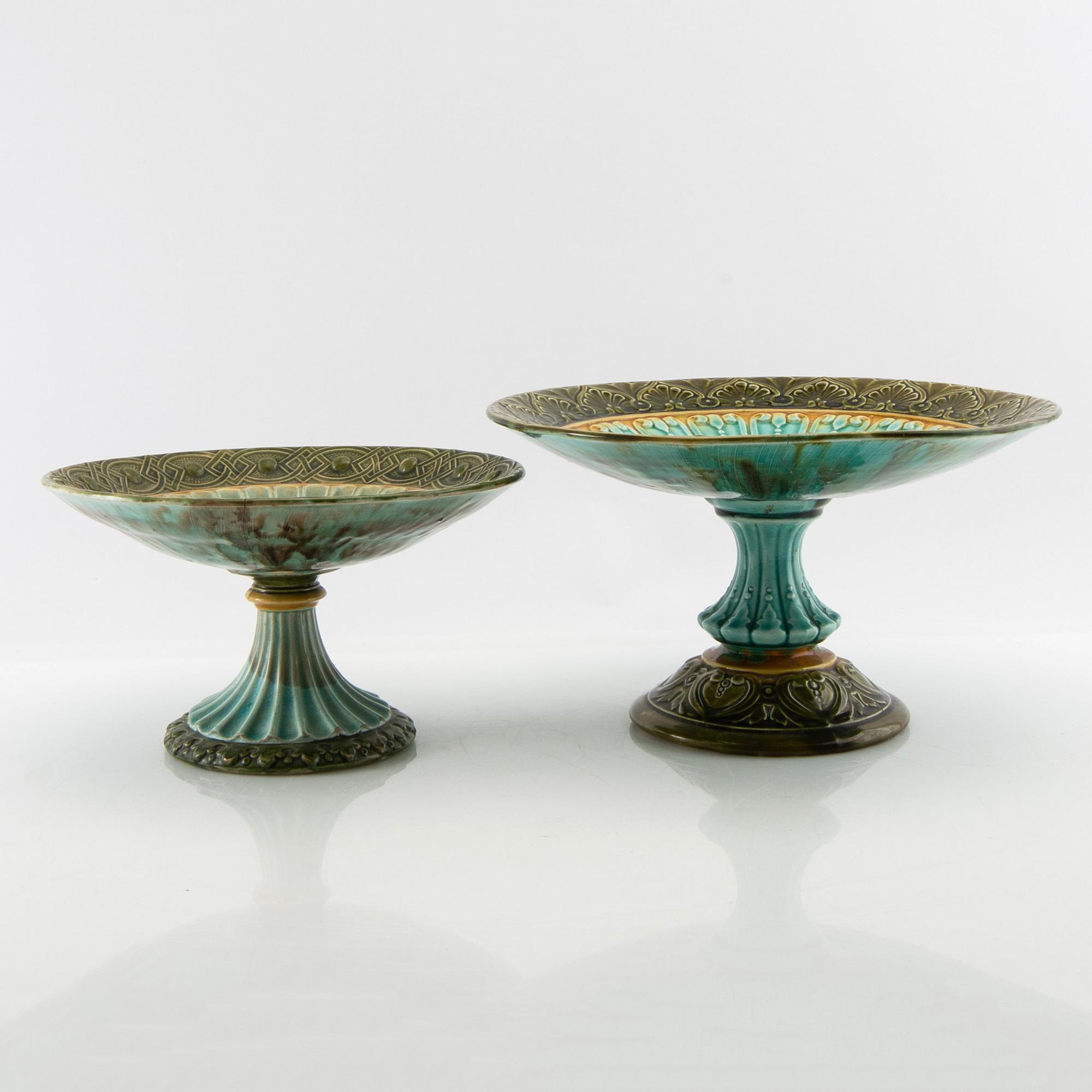 Two footed bowls Rörstrand, Art Nouveau early 20th century.