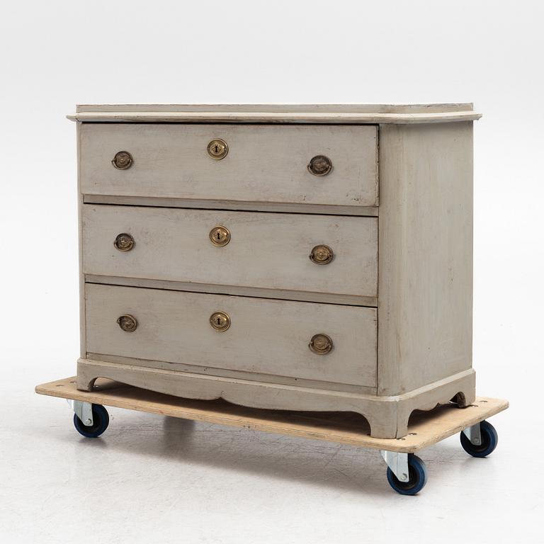 A painted chest of drawers, 19h century.