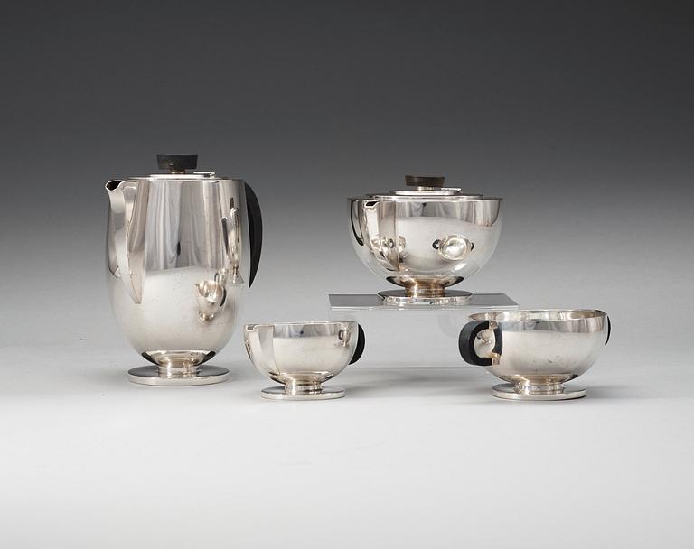A David-Andersen four pieces tea- and coffee service, Norway, probably 1930's.
