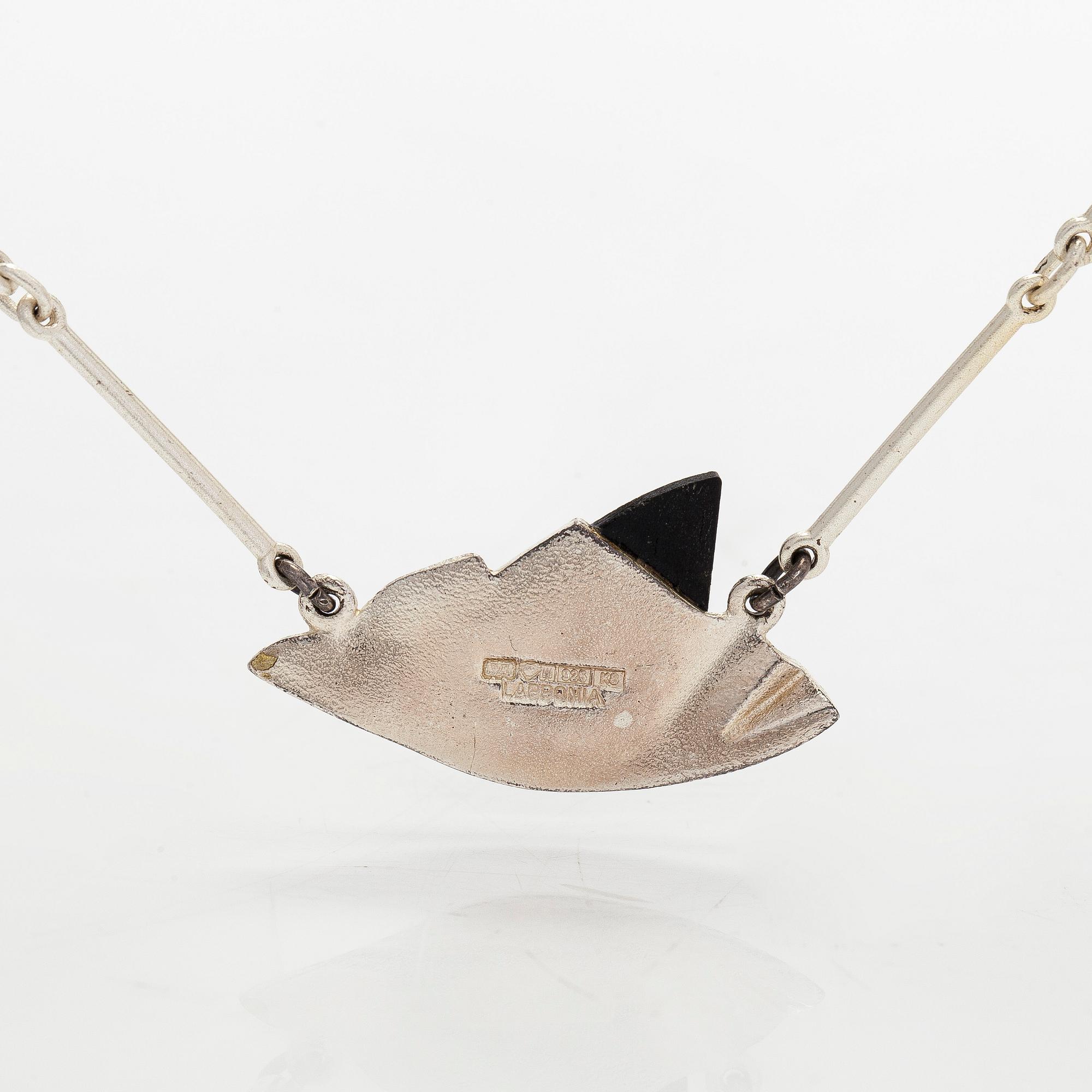 Zoltan Popovits, halsband, sterlingsilver och ebenholts, Lapponia 1987.