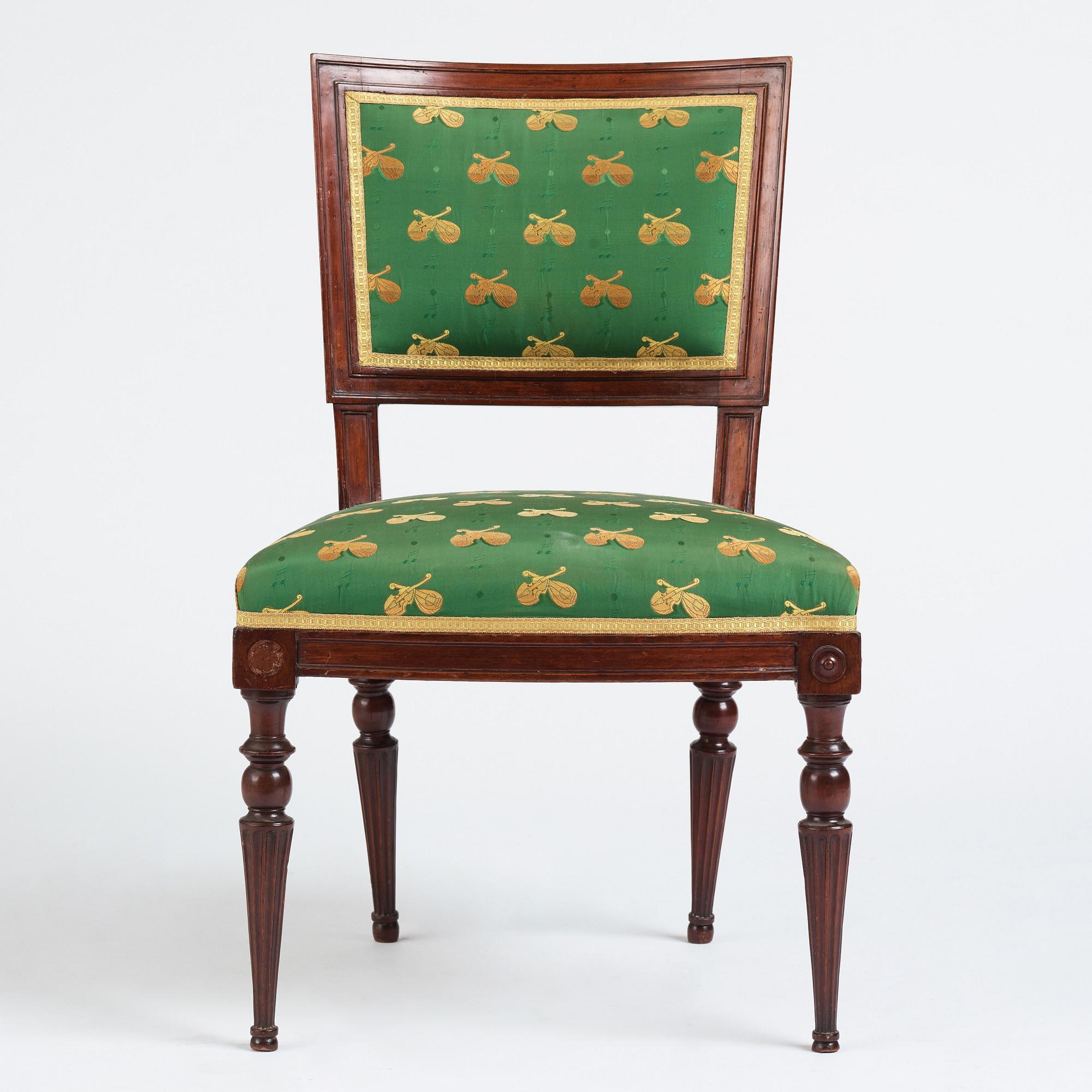 A late Gustavian mahogany chair by Ephraim Ståhl (Stockholm 1794-1820).