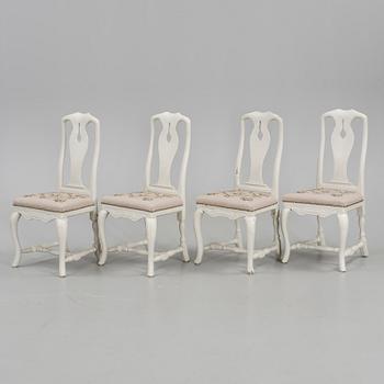 STOLAR, 4 st, senbarockstil samt en st senbarock. 1900-tal respektive 1700-tal-.