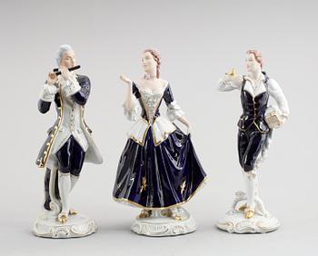FIGURER, 3 st, porslin, Royal Dux, 1900-talets mitt.