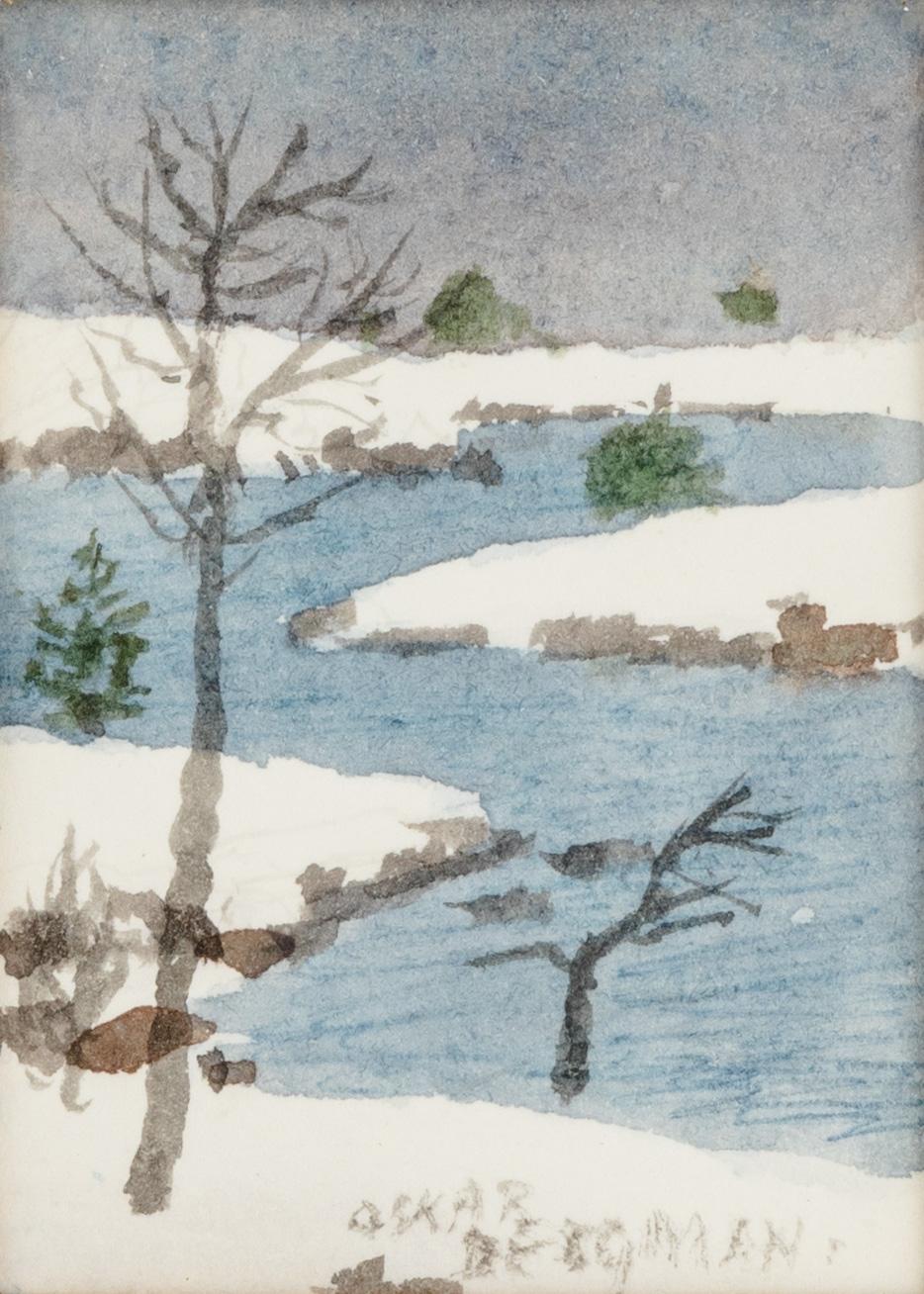 Oskar Bergman, two watercolours, signed.