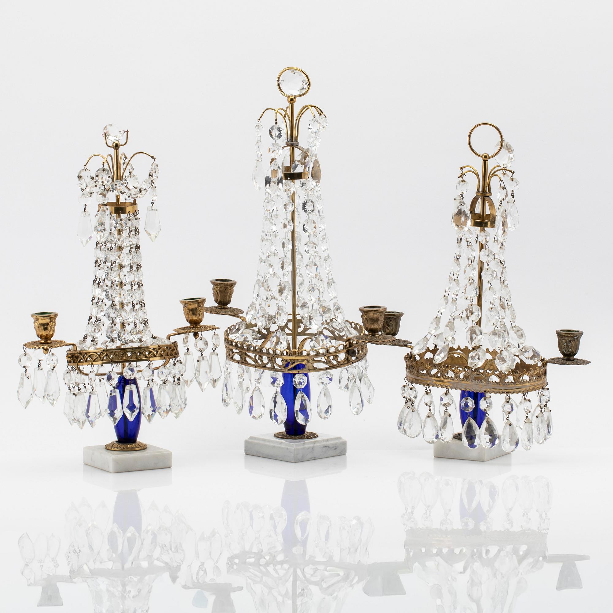 Table lamps three pieces 20th century.