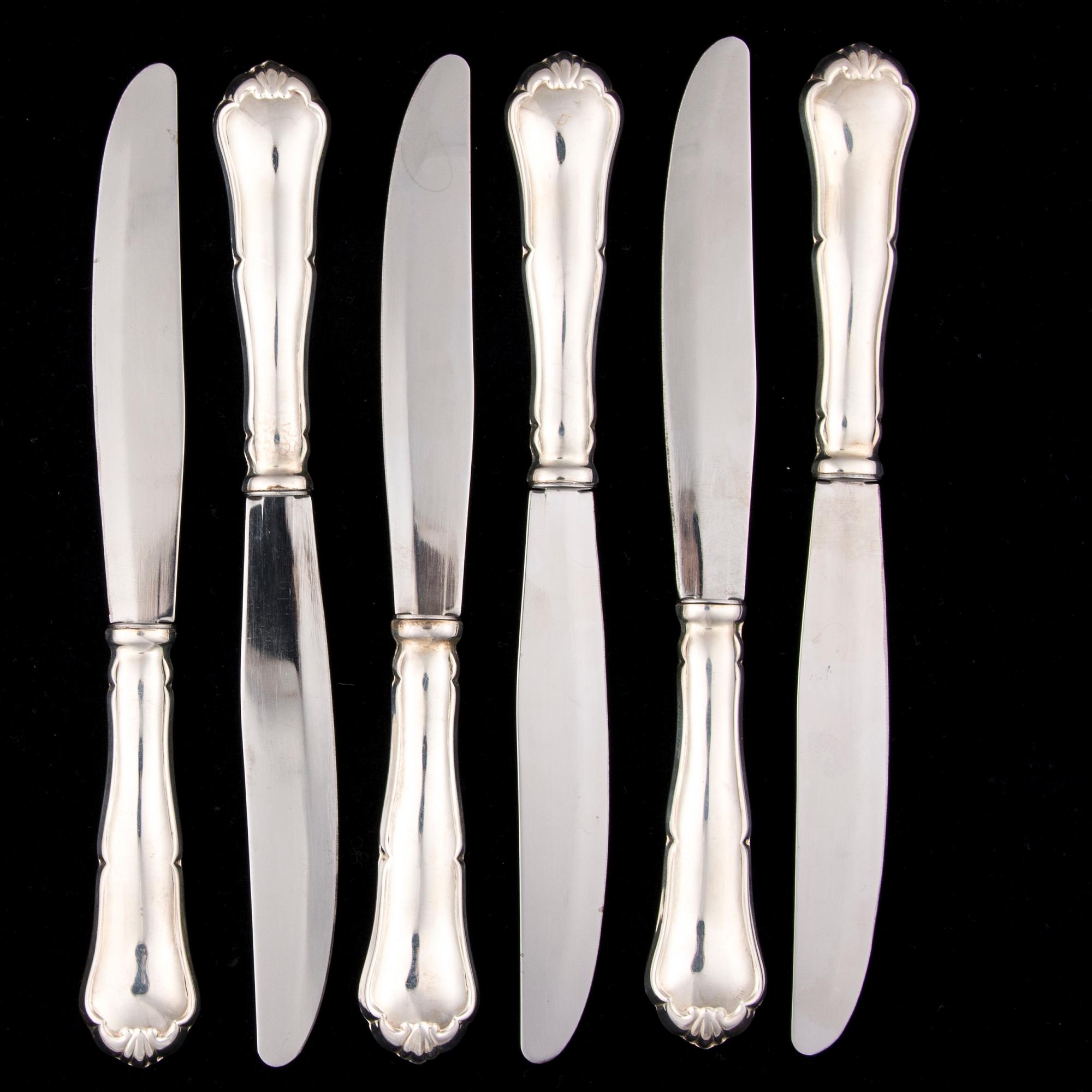 BESTICK, silver, 6+6 st "Chippendale", 2004.