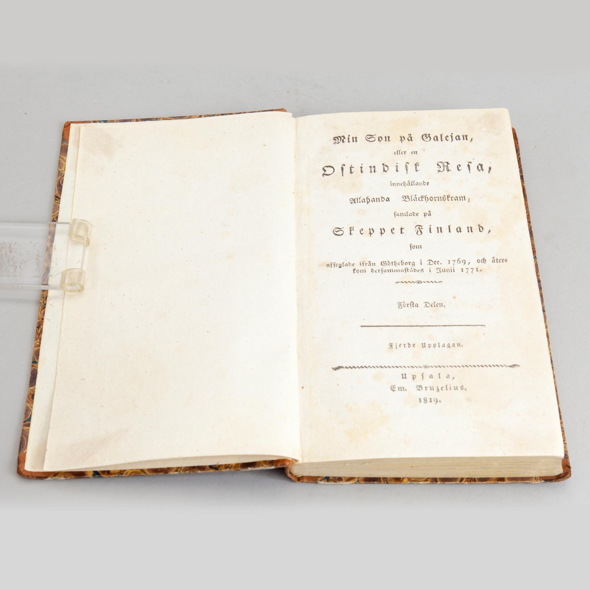 JACOB WALLENBERG, Min son på galejan, eller en ostindisk resa, fjärde upplagan, Uppsala 1819.