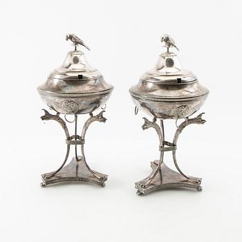 Sugar bowls, a pair, Gustavian style, AG Dufva, early 20th century, silver plate.