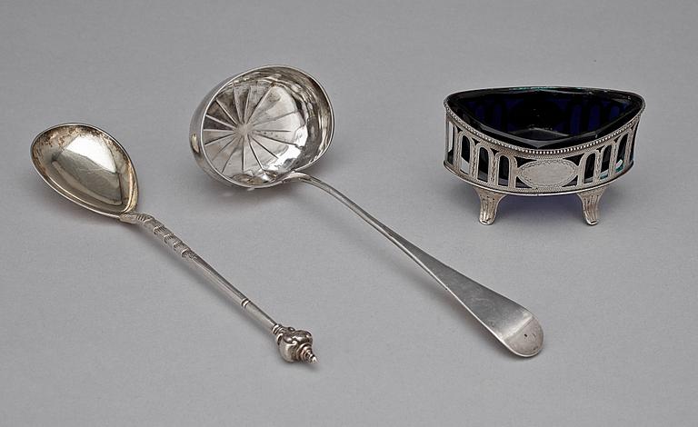 PARTI SILVER, 3 delar, bla Fredrik Fabritius, Danmark, 1787-1823. Tot vikt ca 216 g.