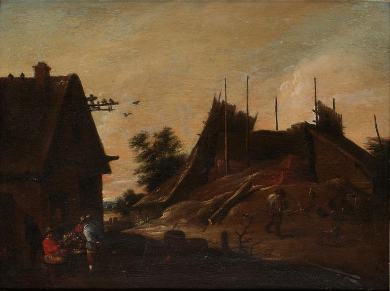 David Teniers d.y Hans efterföljd, Pokulerande bönder utanför värdshus.