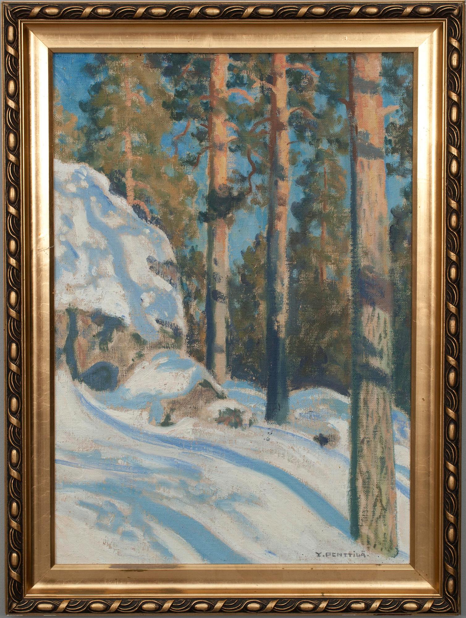 YRJÖ PENTTILÄ, olja på duk uppfodrad på skiva, sign.