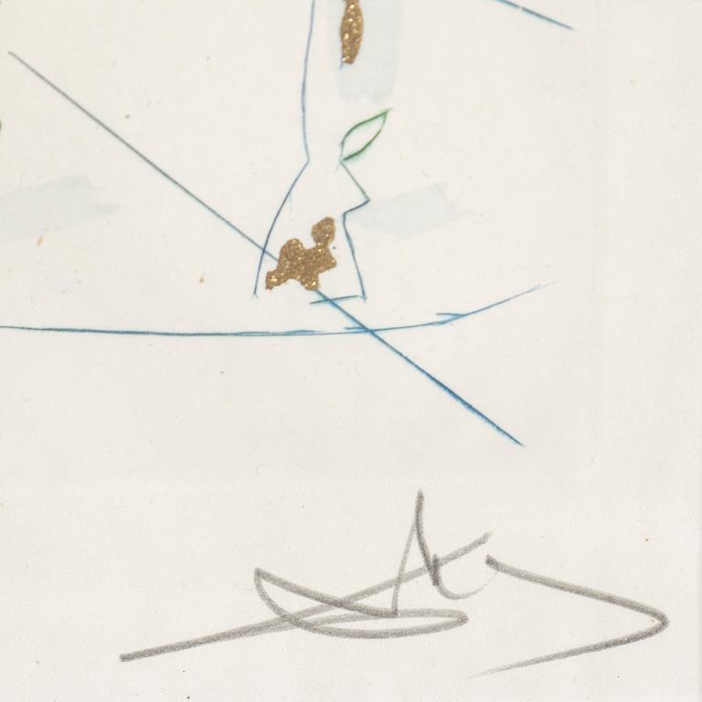 SALVADOR DALÍ, etching with colour and gold dust, signed and numbered 102/250.