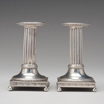 A pair of Swedish 18th century silver candlesticks, mark of Johan Ekholm, Stockholm 1799.