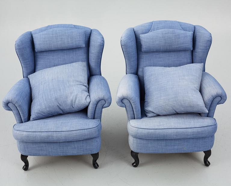 Fåtöljer ett par, med fotpallar, Bröderna Andersson.