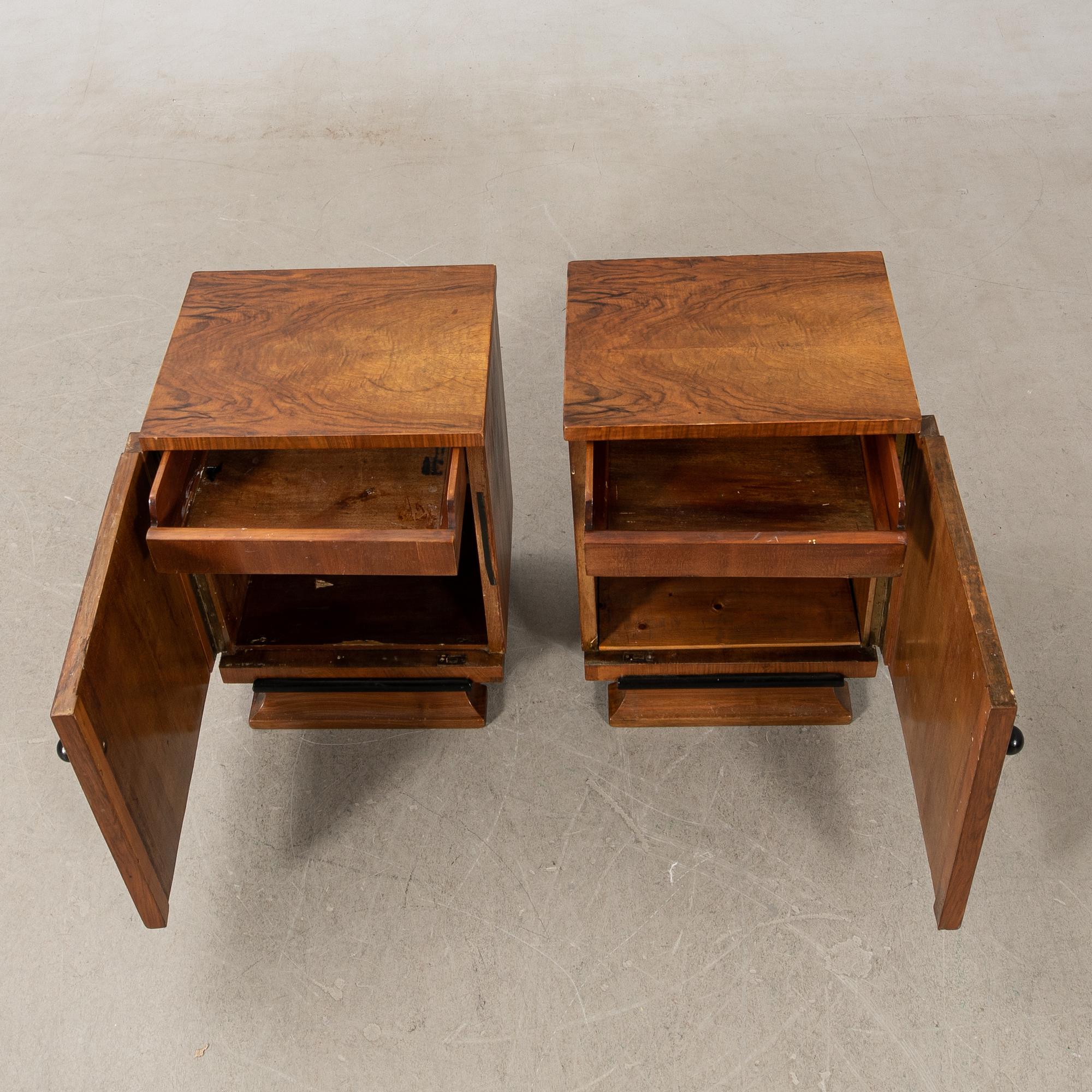 Bedside tables, a pair, Art Deco, first half of the 20th century.
