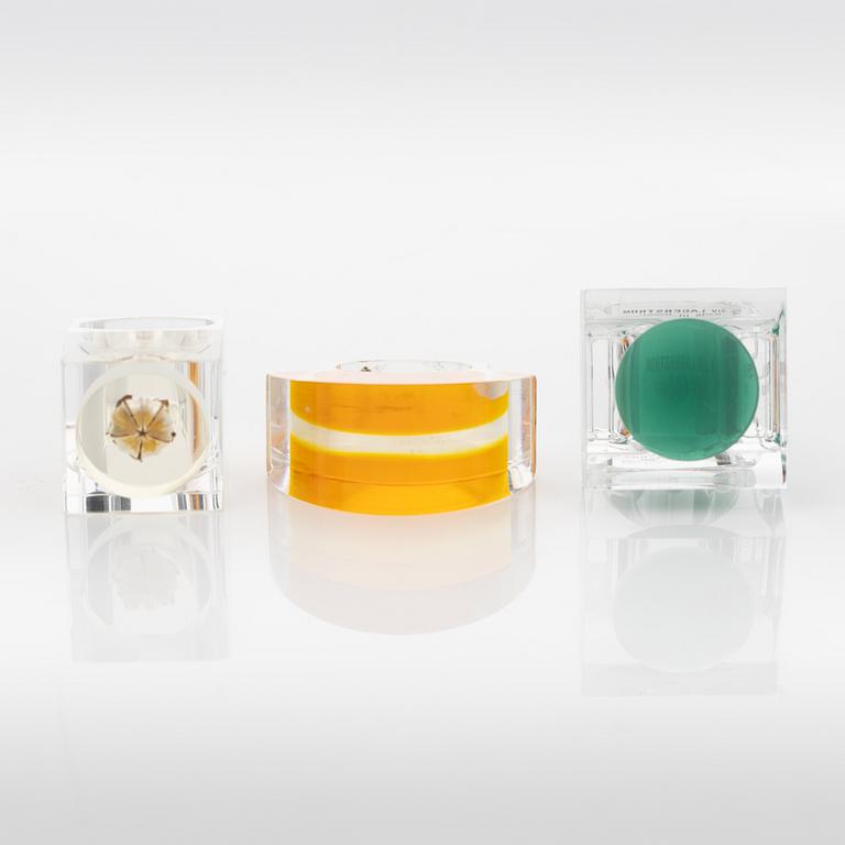 Siv Lagerström, three acrylic plastic rings, 1970s.