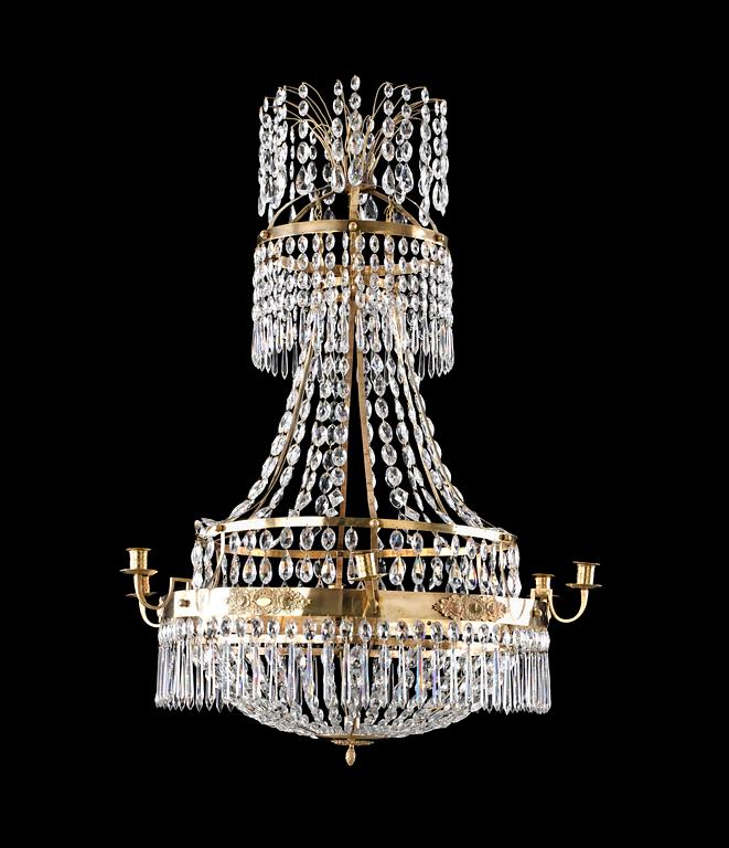 A late Gustavian seven-light chandelier.
