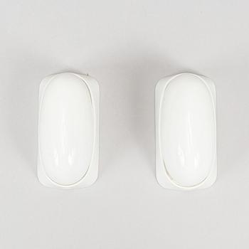Wilhelm Wagenfeld, a set of three glass and ceramic bathroom lights, Lindner Keramik, Bamberg.