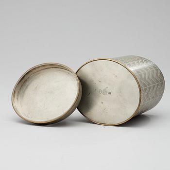 An Anna Petrus pewter jar, Svenskt Tenn, Stockholm 1936.