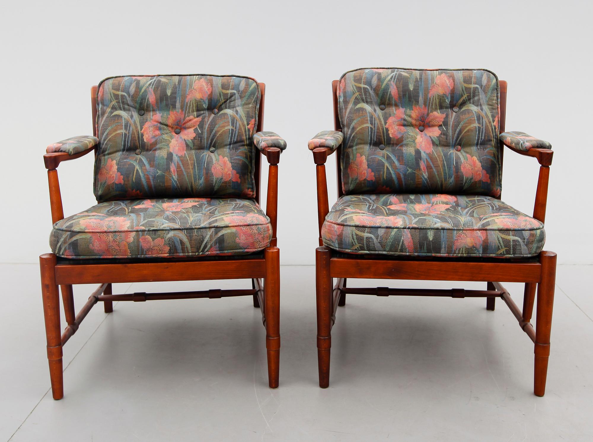 KARMFÅTÖLJER, 1 par, Bröderna Andersson, 1900-talets andra hälft.