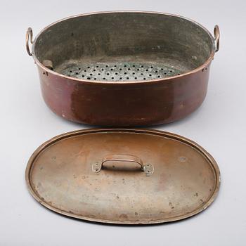 FISKKITTEL, koppar, omkring år 1900.