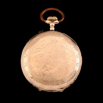 FICKUR, 14K guld, 1900-talets första hälft. Total vikt inklusive urhus 32 g.