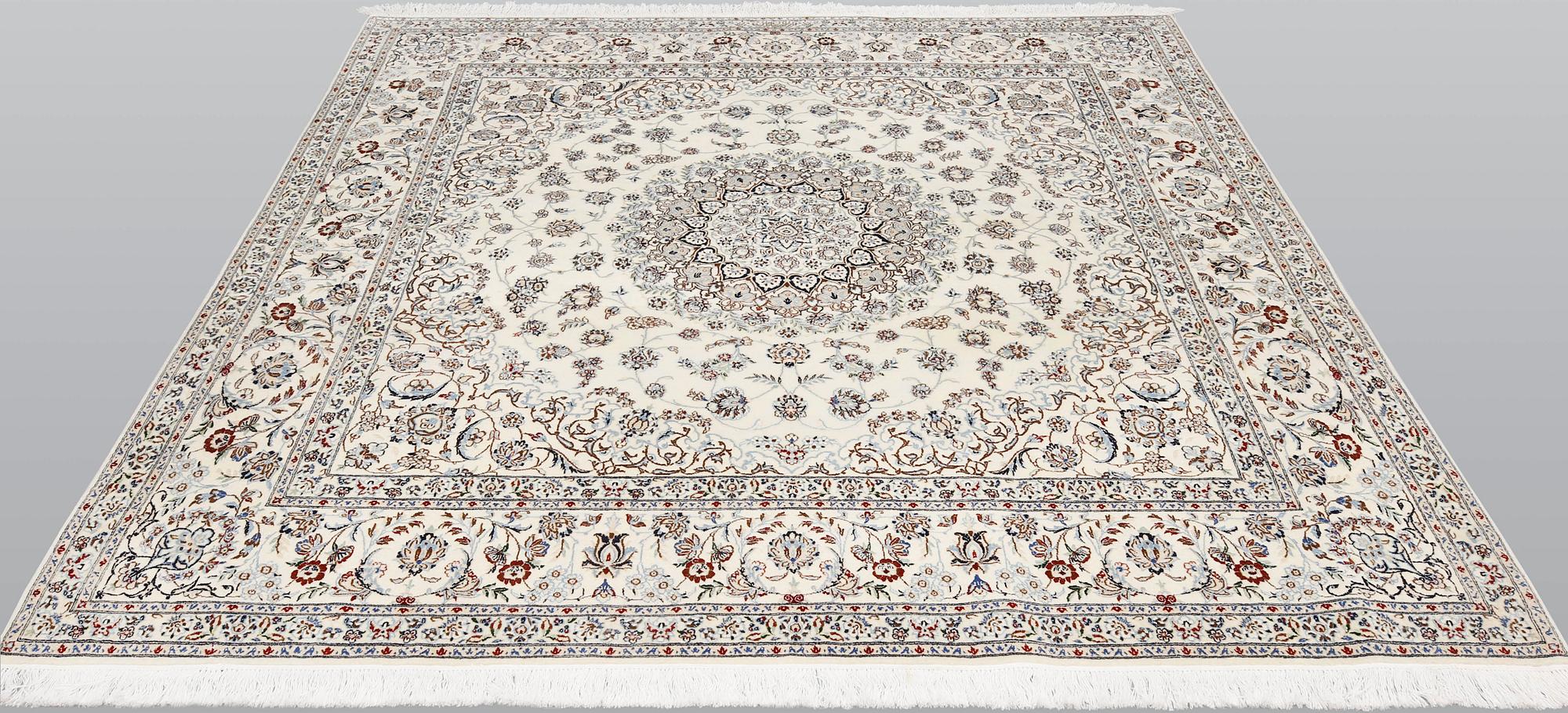 Rug, Nain, part silk, so-called 4 LAA, approx. 207 x 194 cm.