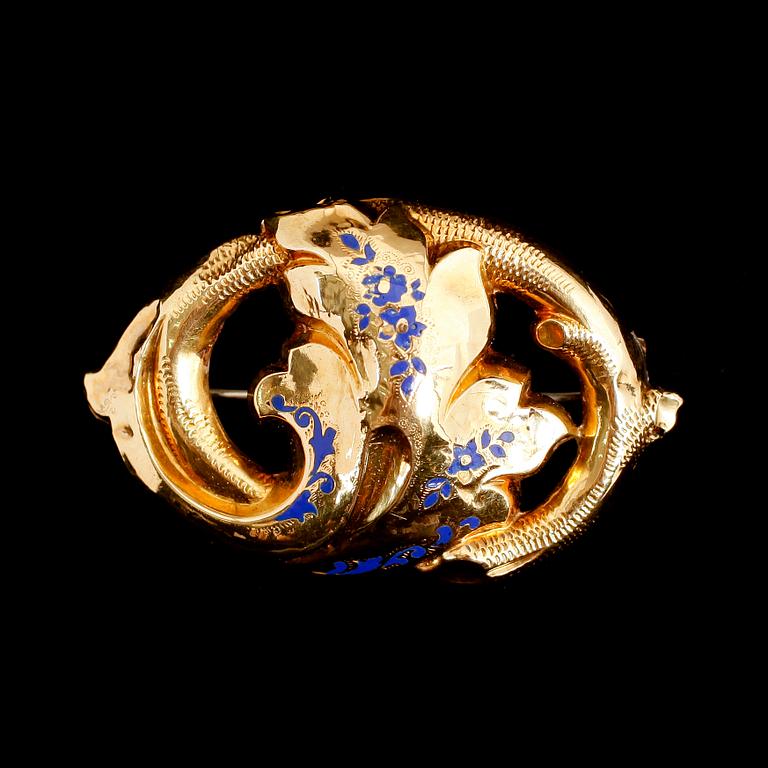 BROSCH, 18 k guld, sekelskiftet 1900. Vikt ca 9 gram.