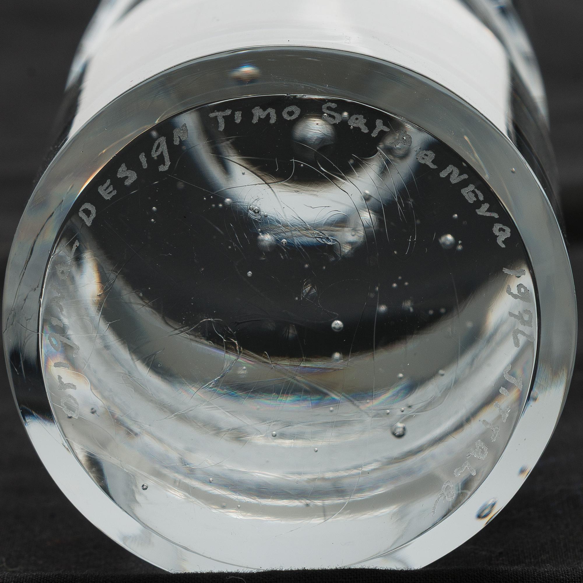 Timo Sarpaneva, prototyper, 6 st, signerade Original Design Timo Sarpaneva 1976 Iittala.