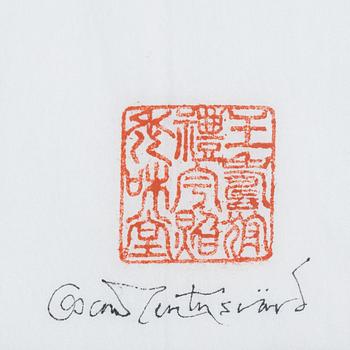 Oscar Reutersvärd, watercolour and Indian ink. signed.