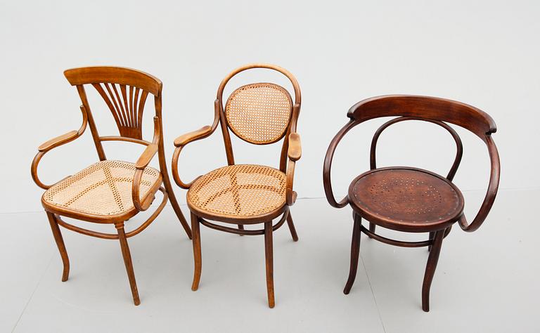 KARMSTOLAR, 3 st, bla Thonet, 1900-talets första hälft.