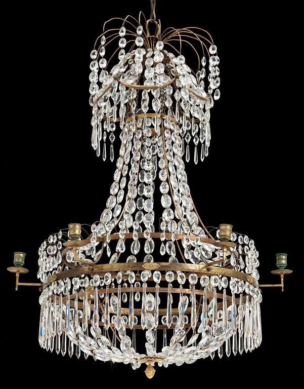 A late Gustavian circa 1800 six-light chandelier.