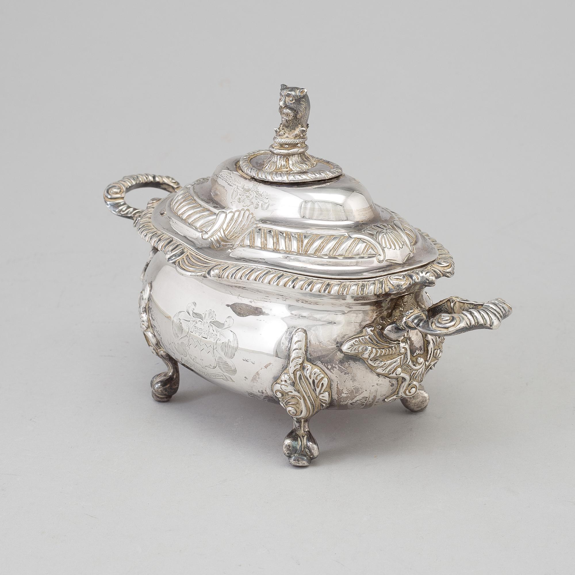 A English 19th century silver sugar-casket, marks of William Bateman ...