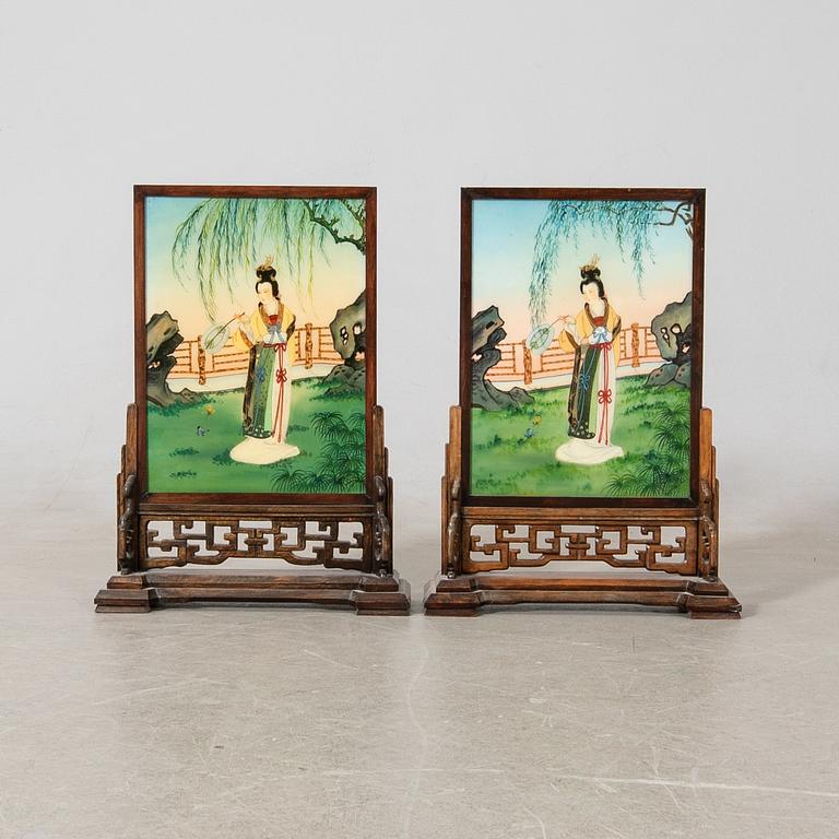 Table screens, a pair, China, 20th century.