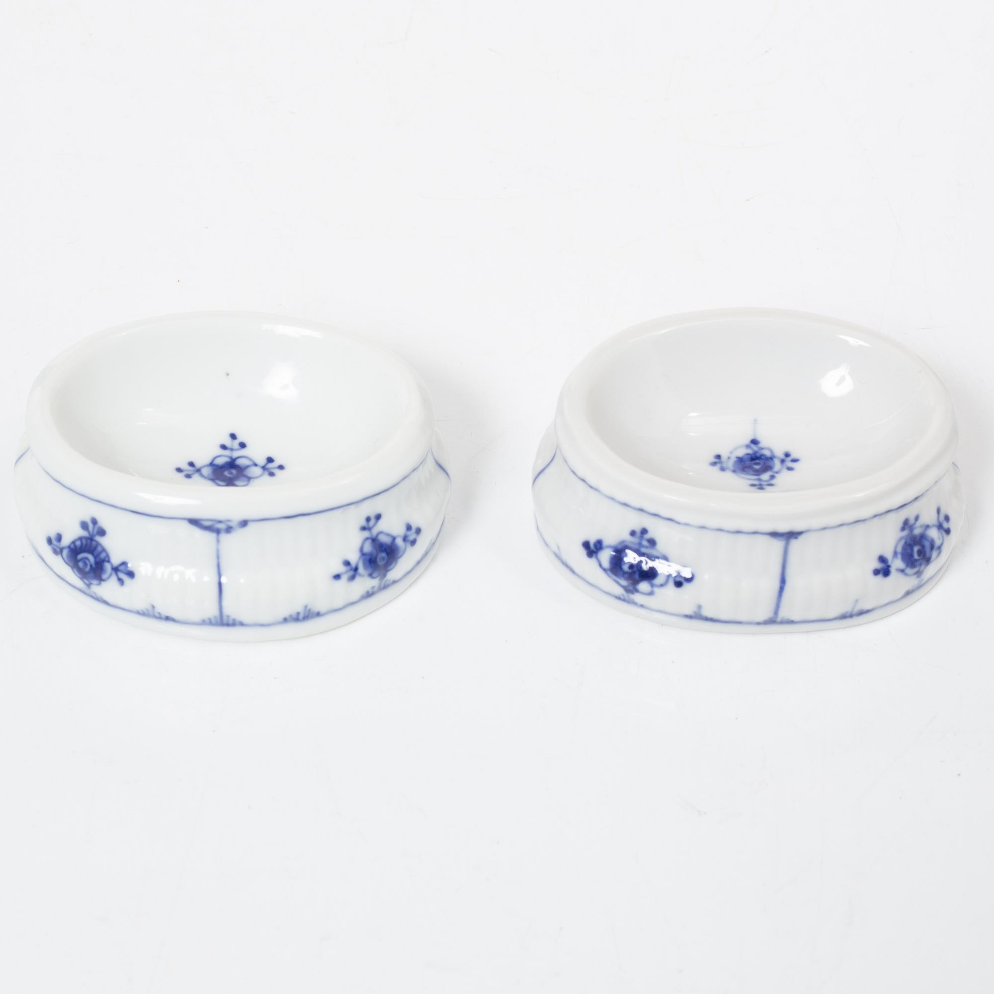 A Royal Copenhagen Denmark 'Blue Fluted' pair of salts, 19th century.
