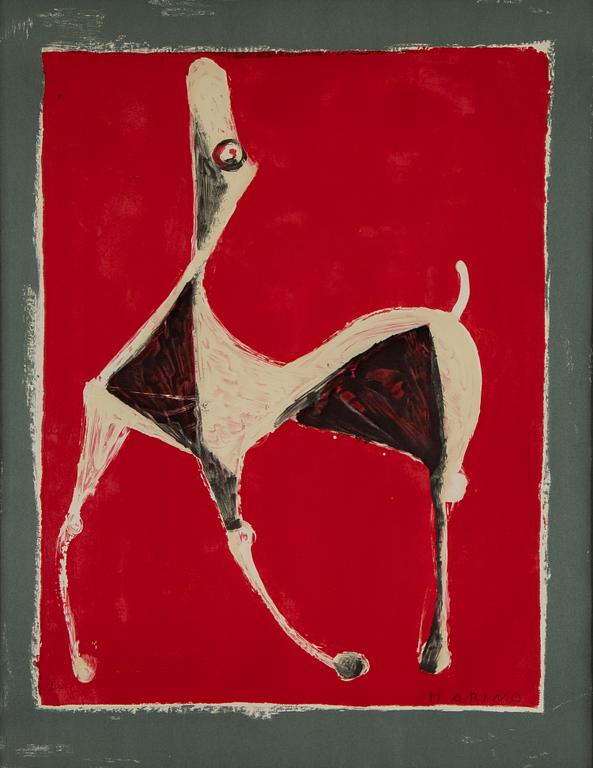 Marino Marini、quadriga、希少画集画、新品額装付 MARINO MARINI, lithograph in colours, signed 33/100. - Bukowskis