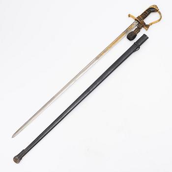 A Swedish infantry officer's sword with scabbard.